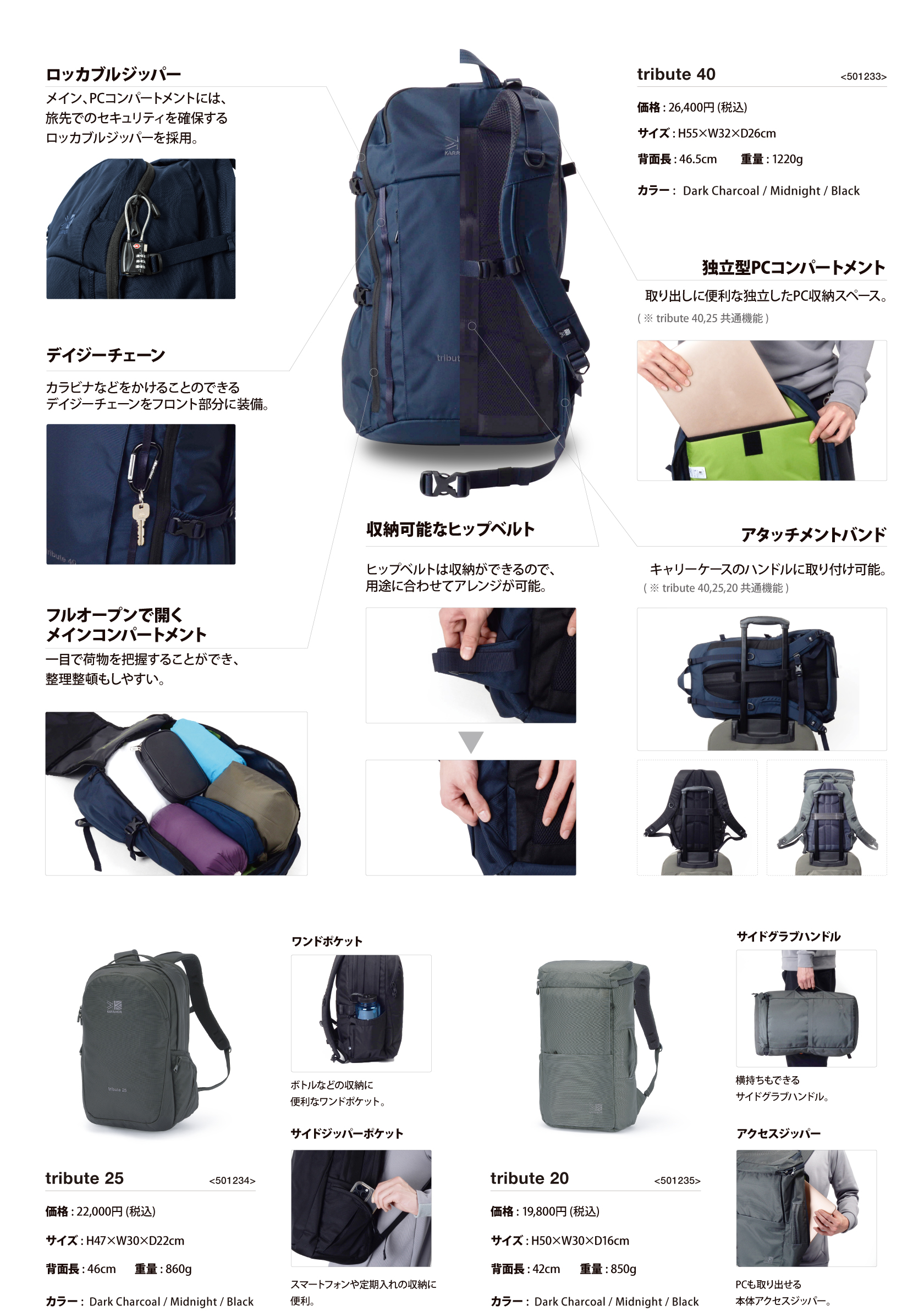 カリマー バックパック トリビュート 20 2023年継続モデル [365日出荷][物流](メール便不可) : [karrimor] [カリマー]デイパック tribute 20 Gunmetal